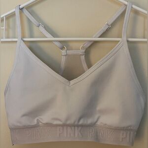 Pink Victoria's Secret White Sports Bra Women's Sz Small